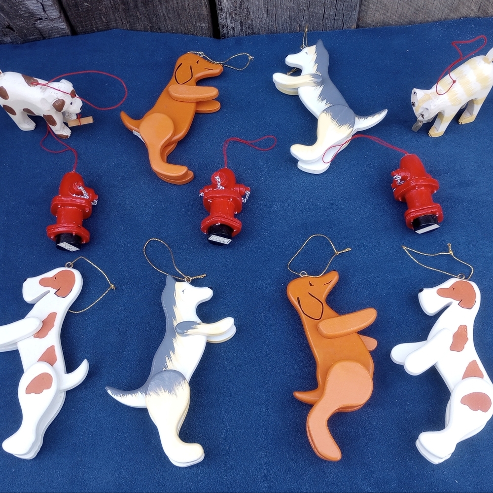 Vintage wood animal ornaments